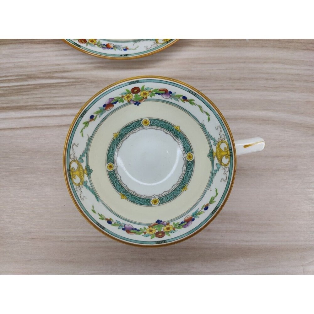 Mintons Helena Dark Green Footed Cup And Saucer England Bone China - Picture 6 of 12